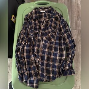 Terra & Sky Navy and Beige Checkered Juniors Shirt
